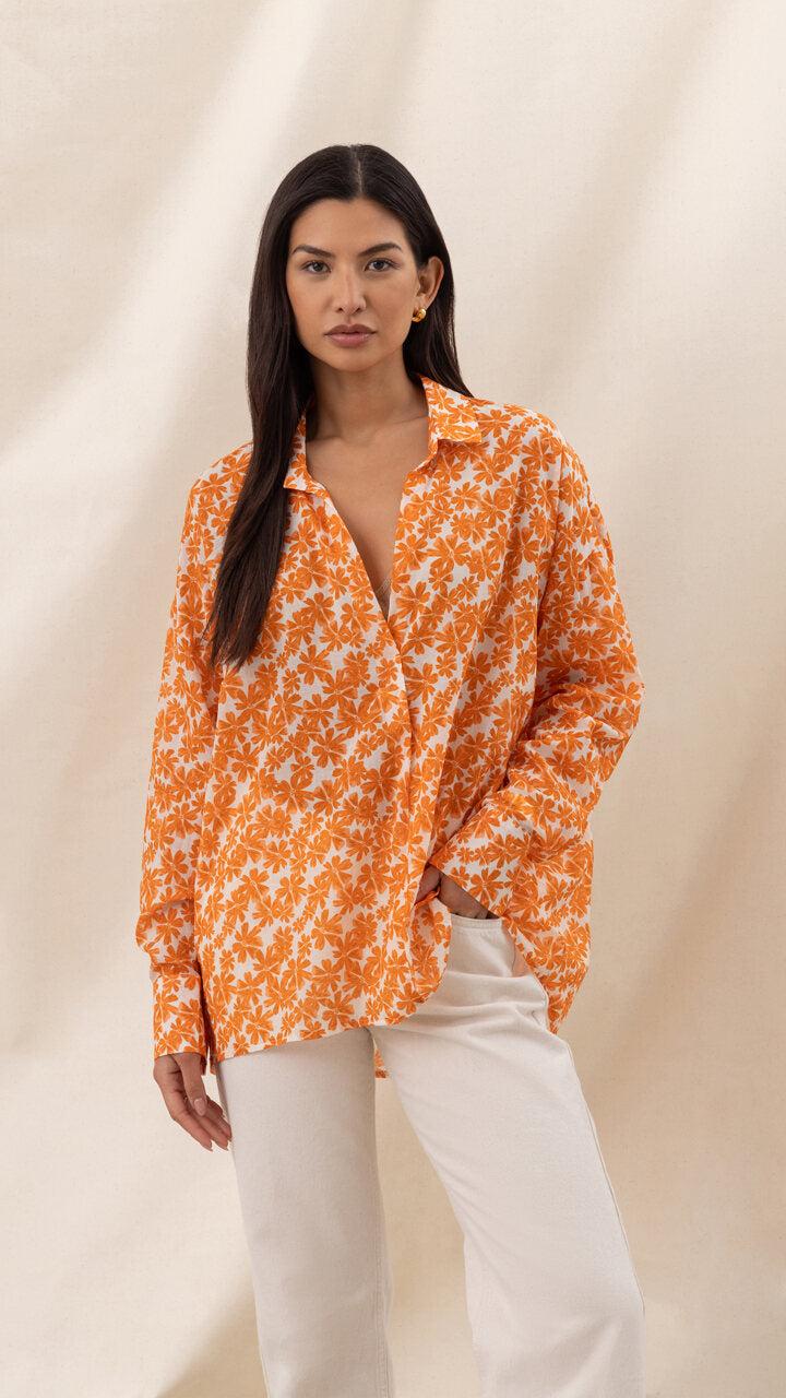 Charli Libby Printed Shirt - Mandarin Floral Print Shirts