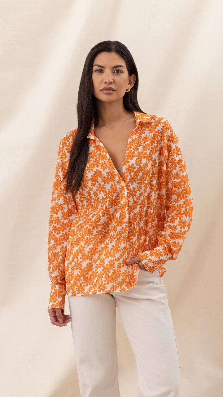Charli Libby Printed Shirt - Mandarin Floral Print Shirts