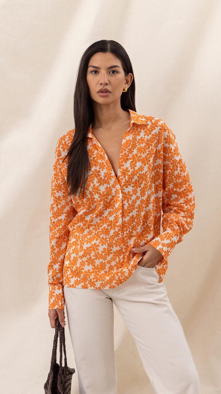 charli Libby Printed Shirt - Mandarin Floral Print Shirts