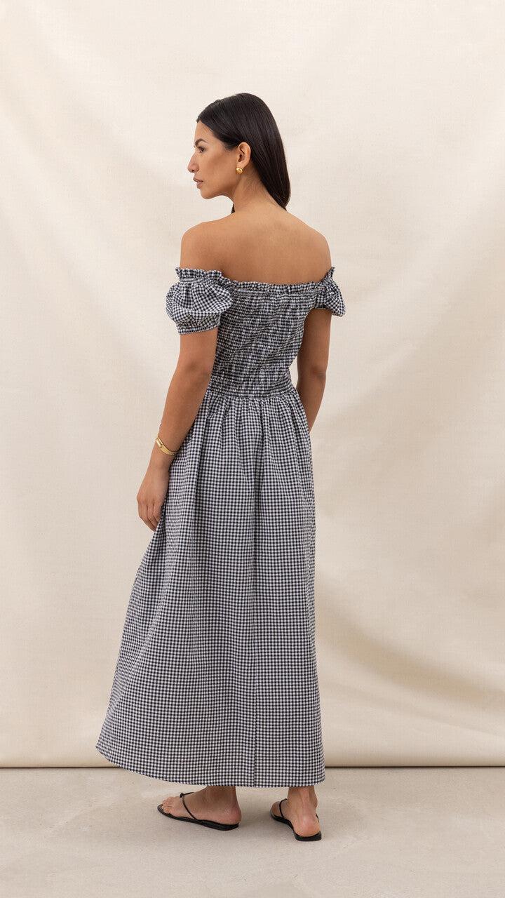 Charli Mika Gingham Print Dress - Black Print Dresses