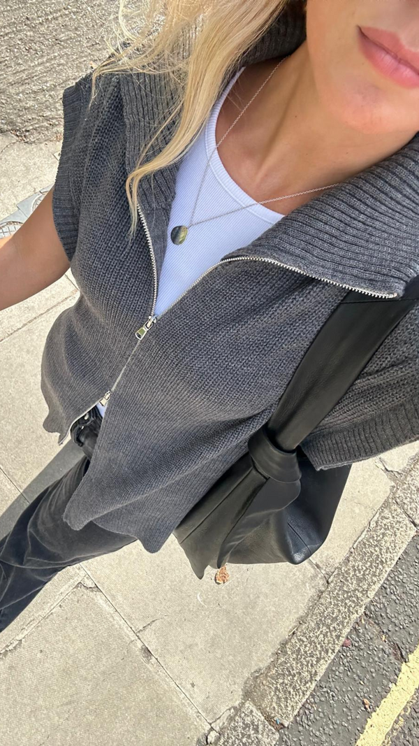 Charli Millie Sleevless Knit Cardigan - Grey Cardigans
