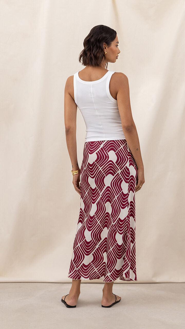 Charli Sasha Satin Print Skirt - Geometric Print Skirts