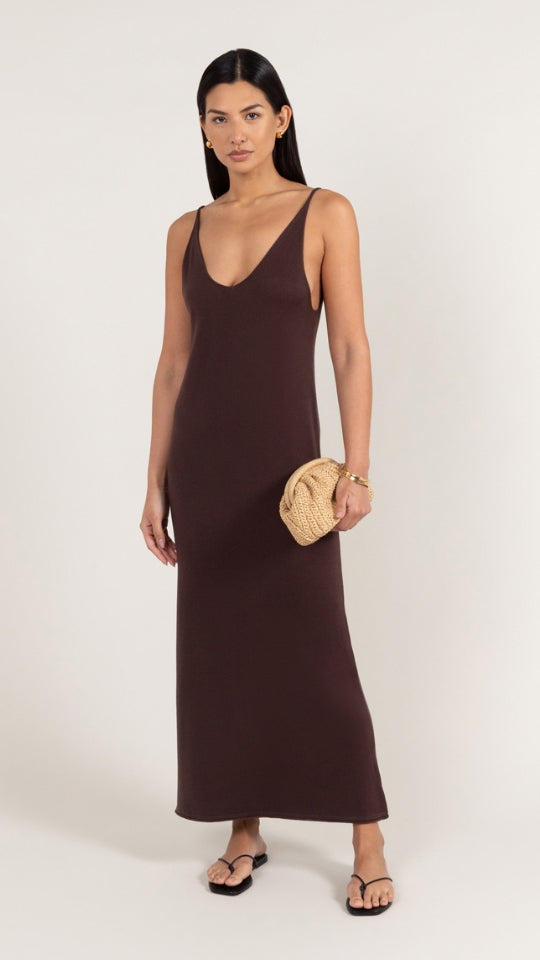 charli Sofia Knitted Slip Dress - Dark Espresso Jumpers