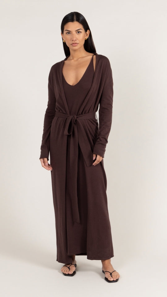 charli Sofia Long Line Cardigan - Dark Espresso Jumpers