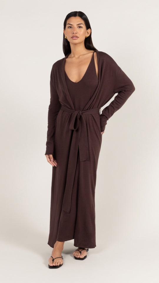 charli Sofia Long Line Cardigan - Dark Espresso Jumpers