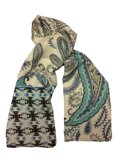 charlotte sparre Alice scarf 130x130 / 130-003 Alice 130x130 - White/blue Scarf