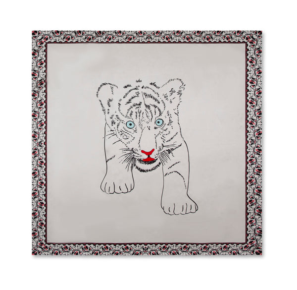 charlotte sparre Baby tiger 95x95 cm / 95-013 Baby tiger 95x95 - White Scarf