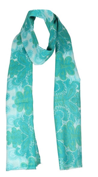 charlotte sparre Cotton Power Paisley 100x200 cm / SCS055 Cotton Power Paisley 100x200 - Aqua Scarf