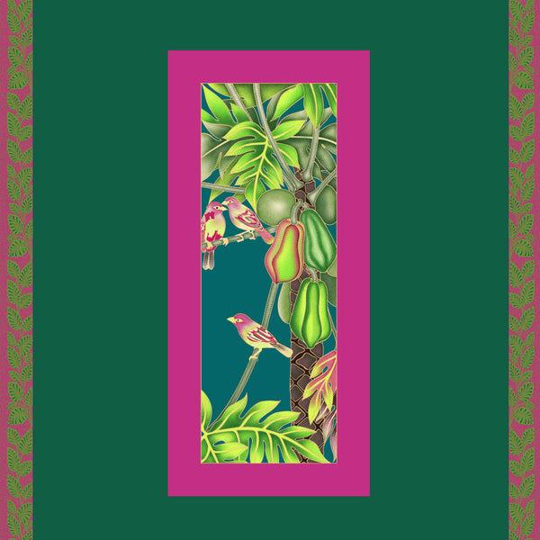 charlotte sparre Exotic bird 90x90 cm / 90-402 Exotic bird 90x90 - Green/Pink Scarf