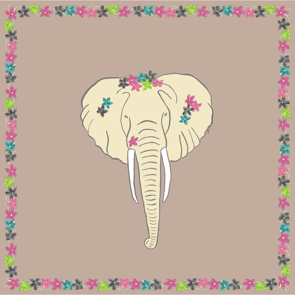 charlotte sparre Flower elephant 90x90 cm / 90-403 Flower elephant 90x90 - Nougat Scarf