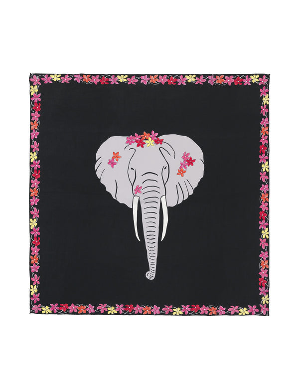 charlotte sparre Flower elephant 90x90 cm / 90-403 Flower elephant 90x90 - Black Scarf
