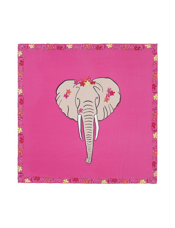 charlotte sparre Flower elephant 90x90 cm / 90-403 Flower elephant 90x90 - Pink Scarf