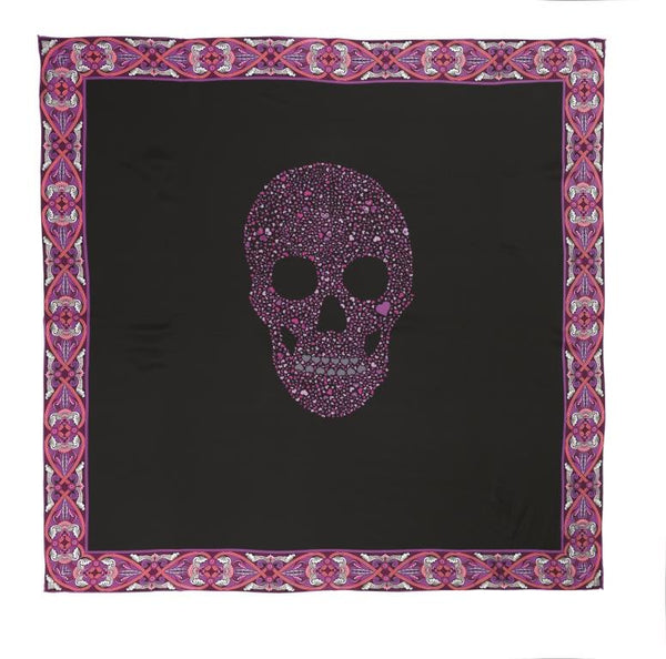 charlotte sparre Heart skull 90x90 cm / 90-363 Heart skull 90x90 - Black/Lilac Scarf