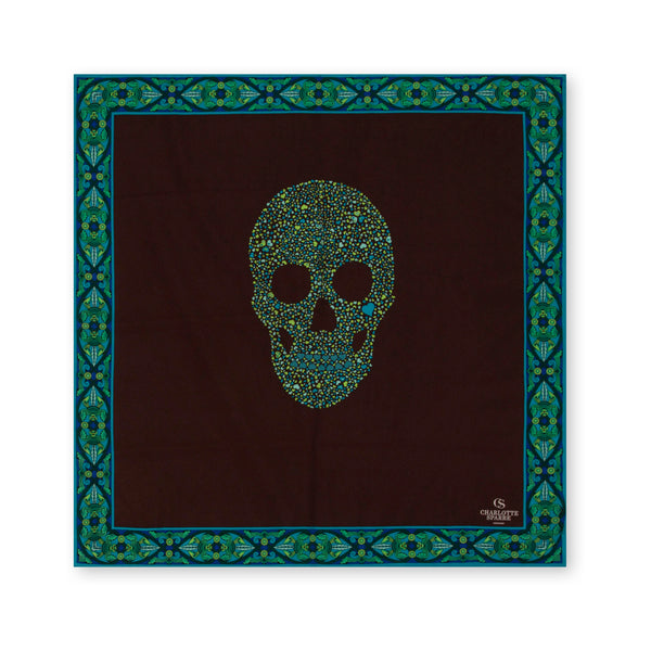 charlotte sparre Heart skull 90x90 cm / 90-363 Heart skull 90x90 - Brown/Turquoise Scarf