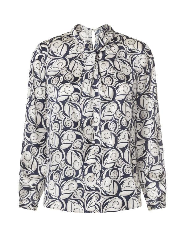 charlotte sparre Knot neck Swung / 3403 Swung - Navy/Taupe Blouse