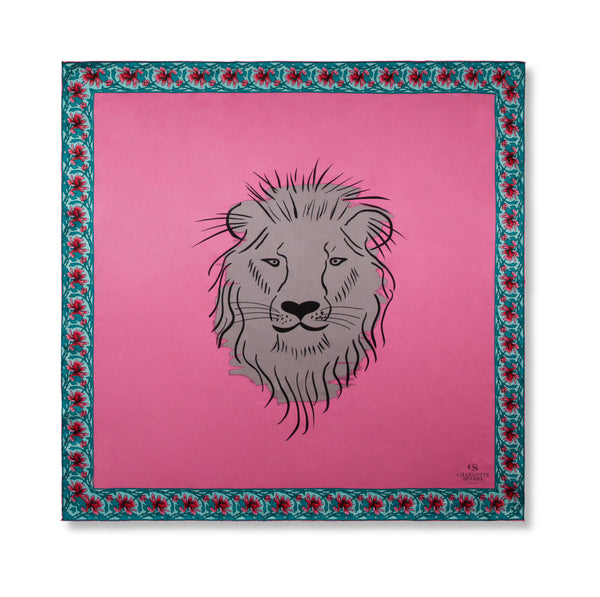 charlotte sparre Lion 90x90 cm / 90-400 Lion 90x90 - Pink Scarf charlotte sparre Lion 90x90 cm / 90-400 Lion 90x90 - Pink Scarf