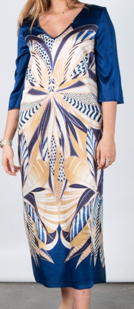 charlotte sparre Long simple dress / 3362 Margot - Blue/Taupe Dress