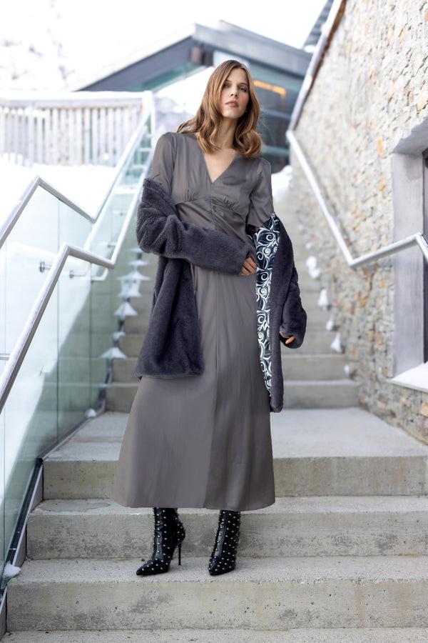 charlotte sparre Long smooth dress / 3433 Solid - Dark grey Dress