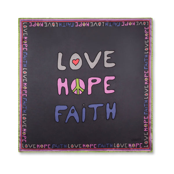 charlotte sparre Love Hope Faith 90x90 cm / 90-229 Love Hope Faith 90x90 - Grey Scarf