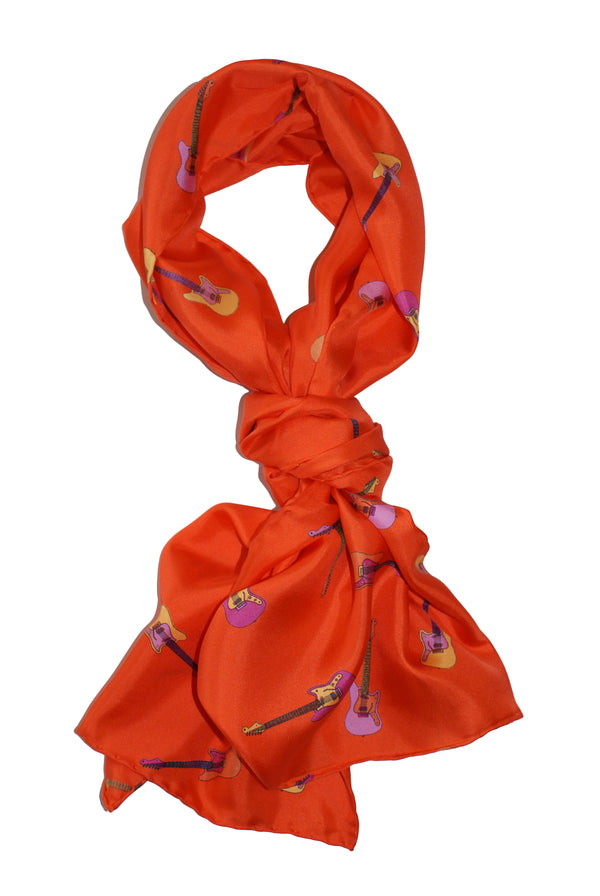 charlotte sparre Mini guitars 55x55 cm / CS453 Mini guitars 55x55 cm - Orange Scarf