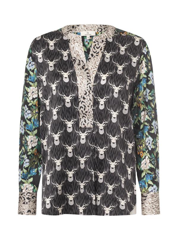 charlotte sparre Mix bliss blouse / 3438 Deer Mix - Black Blouse