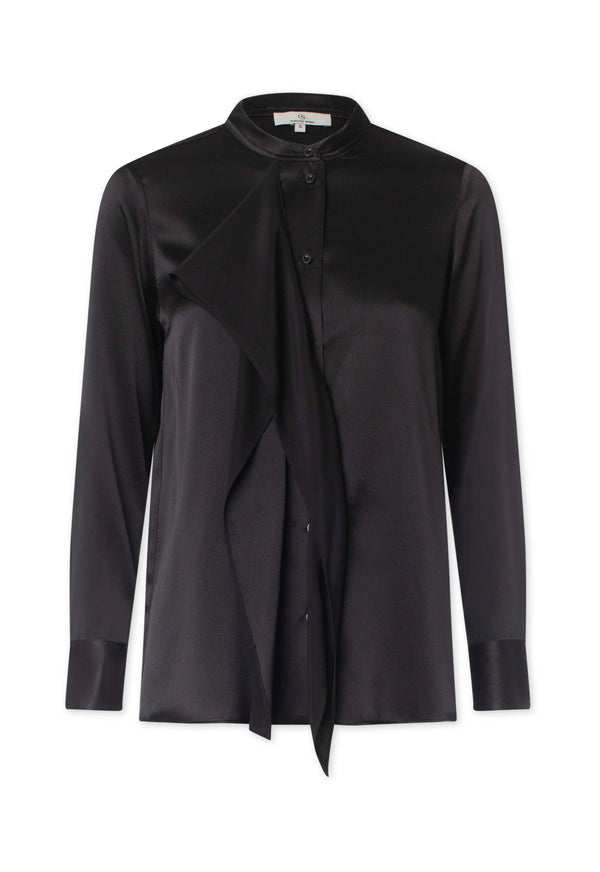 charlotte sparre Neck tie blouse Solid / 3216 Solid - Black Blouse