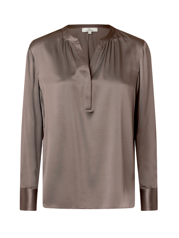 charlotte sparre Oui shirt Solid / 3207 Solid - Dark taupe Blouse charlotte sparre Oui shirt Solid / 3207 Solid - Dark taupe Blouse