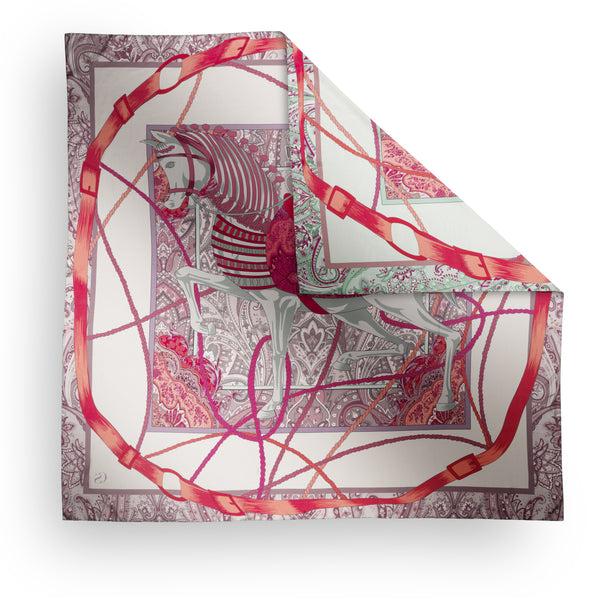 charlotte sparre Paisley horse 90x90 cm / SS003 Paisley horse 90x90 - Mint/Red Scarf