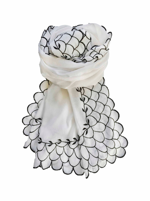 charlotte sparre Peacock 100x170 cm / SCS041 Peacock 100x170 - White Scarf
