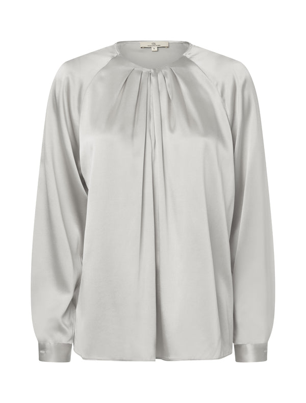 charlotte sparre Pleat neck / 3417 Solid - Light grey Blouse