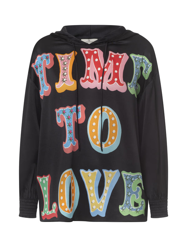 charlotte sparre Silk hoodie / 3462 Time to love - Black Blouse