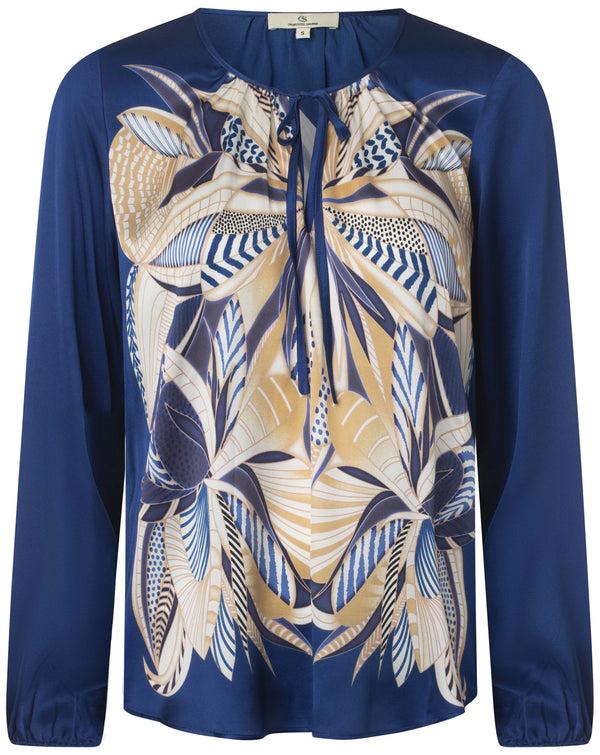 charlotte sparre String shirt / 3358 Margot - Blue/Taupe Blouse