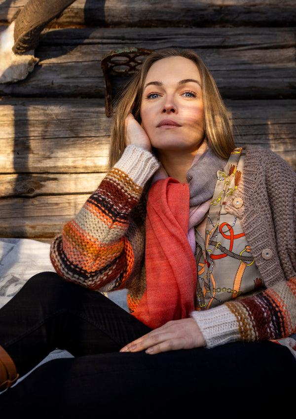 charlotte sparre Stripe cardy / 3279 Stripe - Taupe Knit