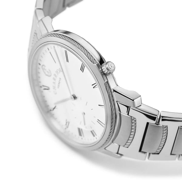 Charriol CELTIC LEGACY 40MM QUARTZ CALIBRE WHITE DIAL STEEL BEZEL STEEL BRACELET Watch