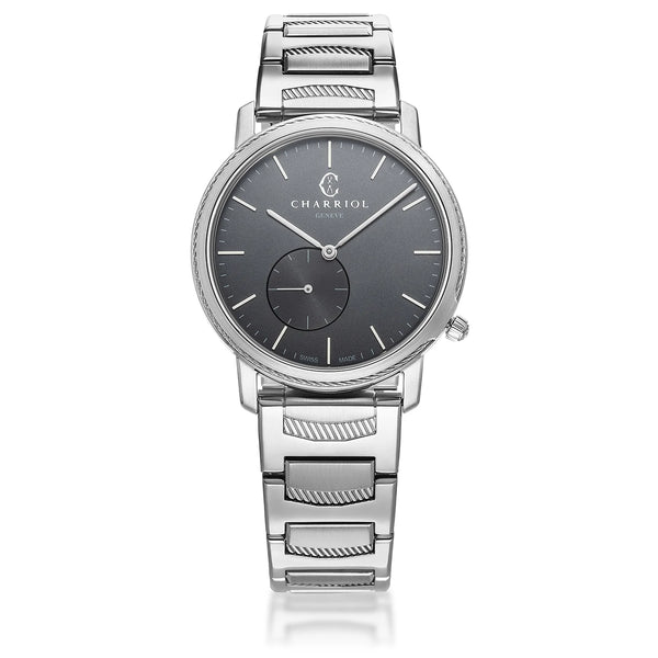 charriol CELTIC® LEGACY 40MM QUARTZ CALIBRE GREY ANTHRACITE DIAL STEEL BEZEL METAL BRACELET Watch charriol CELTIC® LEGACY 40MM QUARTZ CALIBRE GREY ANTHRACITE DIAL STEEL BEZEL METAL BRACELET Watch