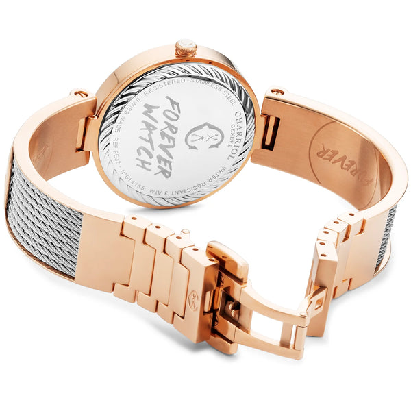 Charriol FOREVER™ 32MM QUARTZ CALIBRE TIGER WITH 12 SIMILIS DIAL ROSE GOLD PVD BEZEL STEEL CABLE BRACELET & ROSE GOLD PVD DECORS Watch