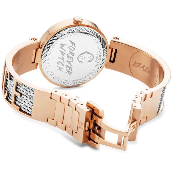 Charriol FOREVER™ YOURS 32MM QUARTZ CALIBRE MOTHER-OF-PEARL WITH 12 SIMILIS DIAL ROSE GOLD PVD BEZEL STEEL CABLE BRACELET Watch
