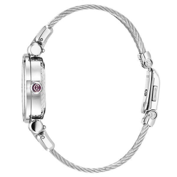 Charriol NAVIGATOR CRUISE 28MM MOONPHASE QUARTZ CALIBRE AVENTURINE PRINTED WITH 12 DIAMONDS DIAL STEEL WITH 30 DIAMONDS BEZEL STEEL INTERCHANGEABLE CABLE BRACELET Watch