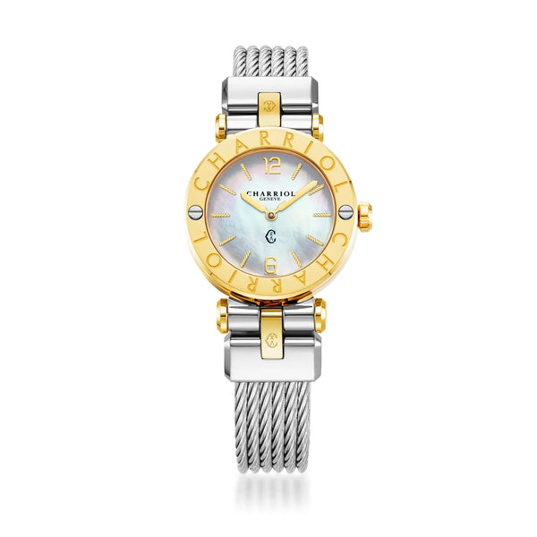 Charriol NAVIGATOR CRUISE 28MM QUARTZ CALIBRE MOTHER-OF-PEARL DIAL "CHARRIOL CHARRIOL" BEZEL STEEL CABLE INTERCHANGEABLE STRAP Watch