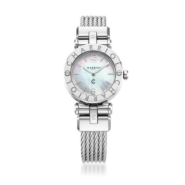 Charriol NAVIGATOR CRUISE 28MM QUARTZ CALIBRE MOTHER-OF-PEARL DIAL STEEL "CHARRIOL CHARRIOL" WITH 2 SCREWS BEZEL STEEL CABLE INTERCHANGEABLE BRACELET Watch