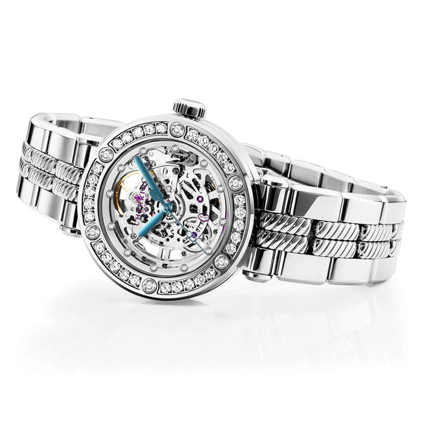 Charriol NAVIGATOR CRUISE 36MM CHARRIOL SKELETON AUTOMATIC CALIBRE CRYSTAL WITH 12 DIAMONDS INDEX INNER RING DIAL STEEL WITH 30 FULLCUTS DIAMONDS & 6 DIAMONDS METAL INTERCHANGEABLE BRACELET Watch