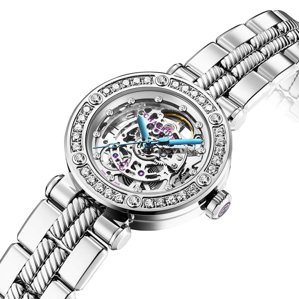Charriol NAVIGATOR CRUISE 36MM CHARRIOL SKELETON AUTOMATIC CALIBRE CRYSTAL WITH 12 DIAMONDS INDEX INNER RING DIAL STEEL WITH 30 FULLCUTS DIAMONDS & 6 DIAMONDS METAL INTERCHANGEABLE BRACELET Watch