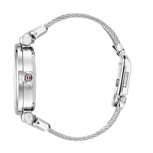 Charriol NAVIGATOR CRUISE 36MM MOONPHASE QUARTZ CALIBRE AVENTURINE PRINTED WITH 11 DIAMONDS DIAL STEEL "CHARRIOL CHARRIOL" WITH 2 SCREWS BEZEL STEEL INTERCHANGEABLE CABLE BRACELET Watch