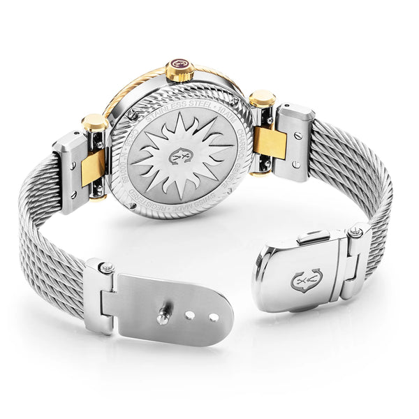 Charriol NAVIGATOR CRUISE 36MM QUARTZ CALIBRE MOTHER-OF-PEARL DIAL STEEL YELLOW GOLD PVD "CHARRIOL CHARRIOL" BEZEL STEEL CABLE INTERCHANGEABLE BRACELET Watch