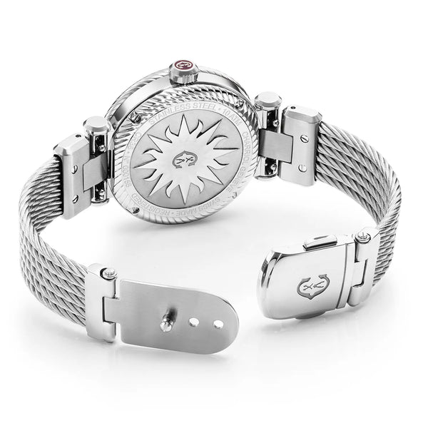 Charriol NAVIGATOR CRUISE 36MM QUARTZ CALIBRE MOTHER-OF-PEARL WITH 10 DIAMONDS DIAL STEEL "CHARRIOL CHARRIOL" BEZEL STEEL CABLE INTERCHEANGEABLE BRACELET Watch