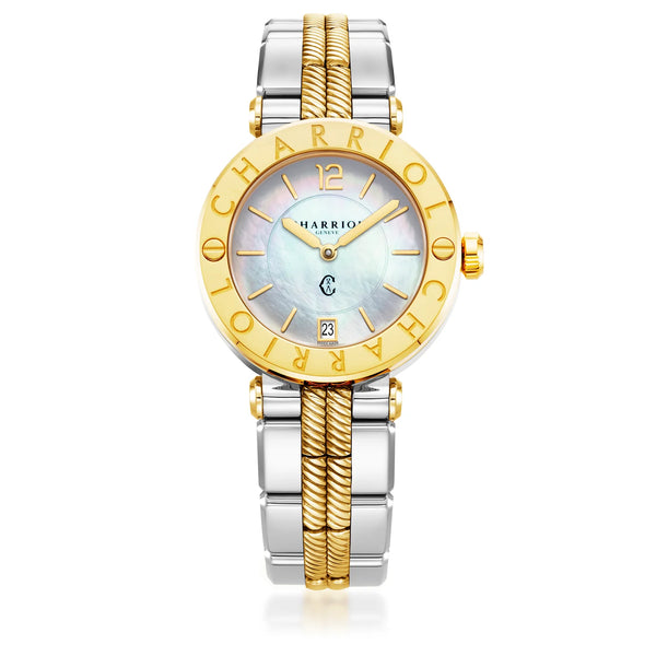 Charriol NAVIGATOR CRUISE 36MM QUARTZ CALIBRE MOTHER-OF-PEARL DIAL STEEL YELLOW GOLD PVD "CHARRIOL CHARRIOL" BEZEL METAL BICOLOR INTERCHANGEABLE BRACELET Watch