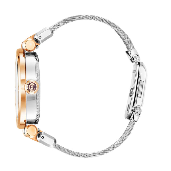 Charriol NAVIGATOR CRUISE 36MM QUARTZ CALIBRE WHITE MOTHER-OF-PEARL WITH 10 DIAMONDS DIAL STEEL ROSE GOLD PVD "CHARRIOL CHARRIOL" WITH 2 SCREWS BEZEL STEEL INTERCHANGEABLE CABLE BRACELET WITH ROSE GOLD PVD ATTACHED Watch