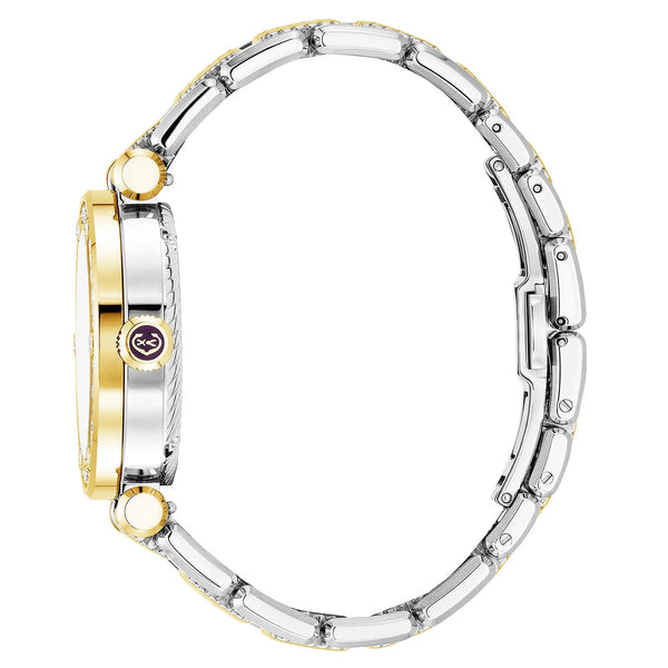 Charriol NAVIGATOR CRUISE 36MM QUARTZ CALIBRE WHITE MOTHER-OF-PEARL WITH 12 ROMAN FIGURES DIAL STEEL YELLOW GOLD PVD WITH 30 DIAMONDS & 6 SCREWS BEZEL METAL BICOLOR INTERCHANGEABLE BRACELET Watch