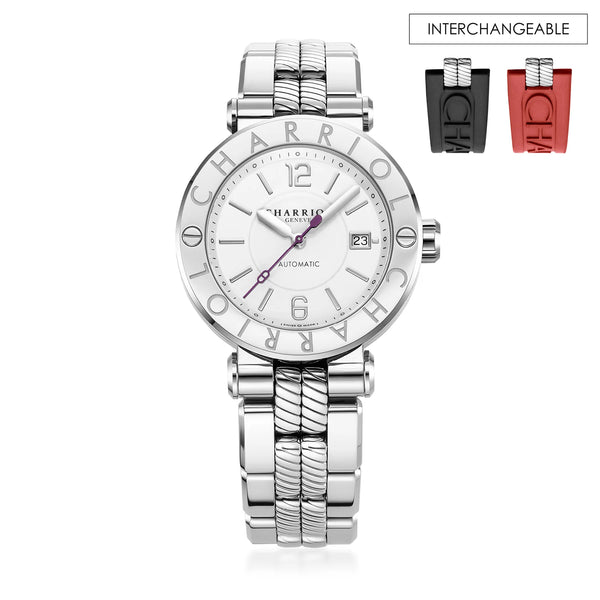 charriol NAVIGATOR CRUISE 41MM AUTOMATIC CALIBRE WHITE DIAL "CHARRIOL CHARRIOL" BEZEL STEEL INTERCHANGEABLE BRACELET Watch