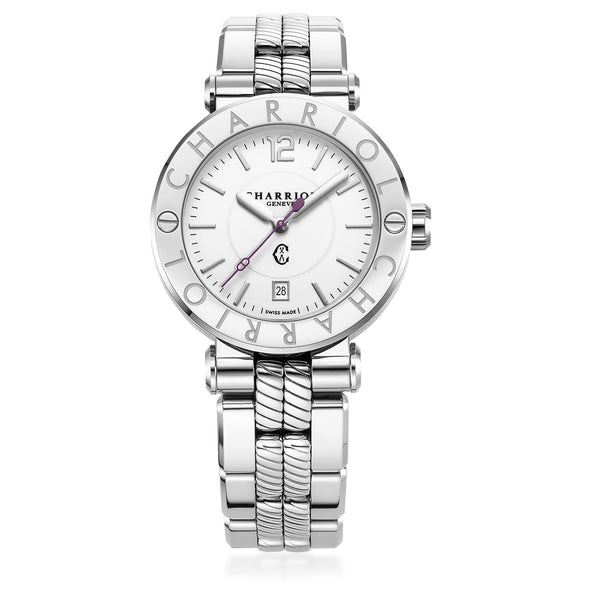 Charriol NAVIGATOR CRUISE 41MM QUARTZ CALIBRE WHITE DIAL "CHARRIOL CHARRIOL" BEZEL STEEL INTERCHANGEABLE BRACELET Watch